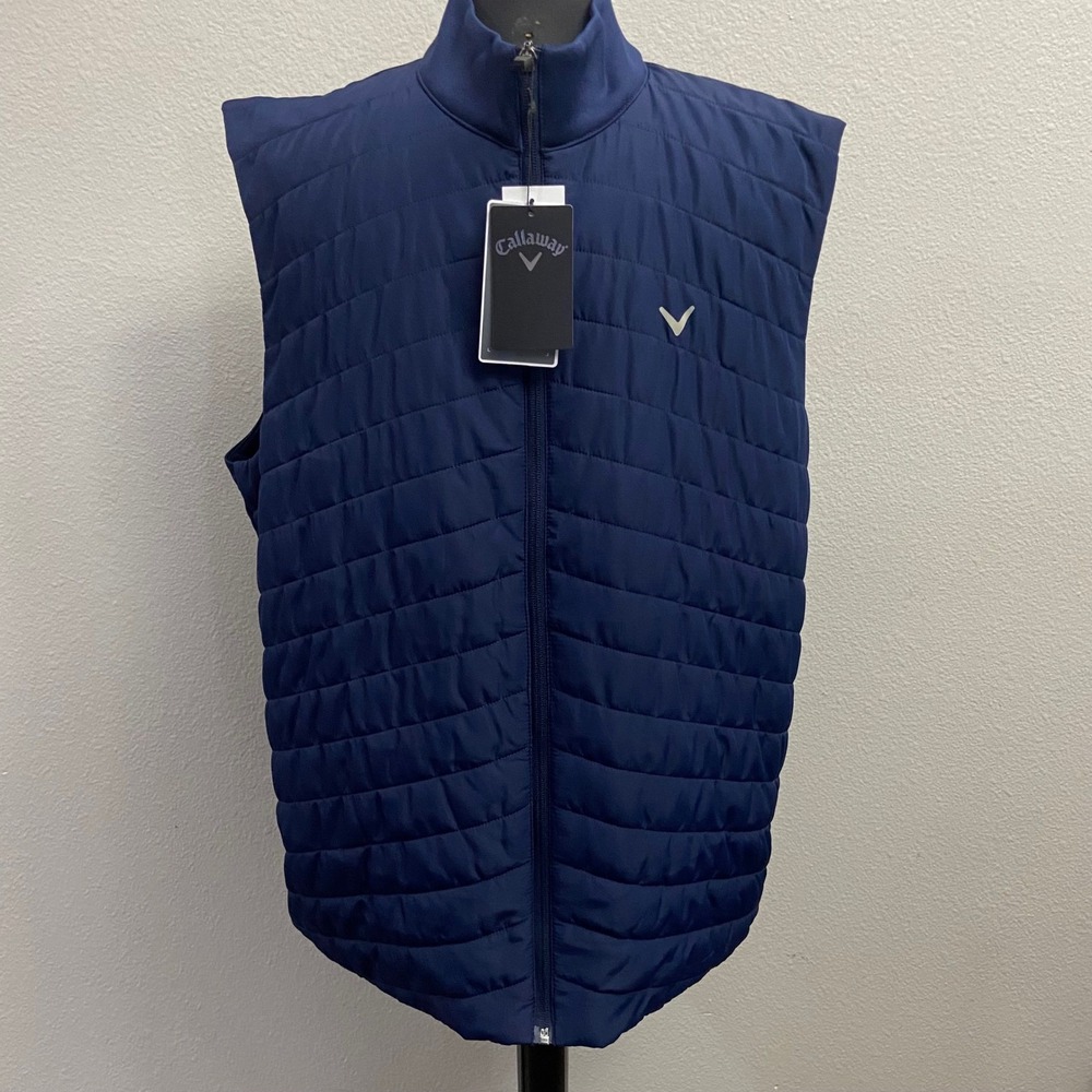 Callaway Mens Large Navy Blue Quilted Puffer Golf Vest New Sun Protection - Picture 6 of 7